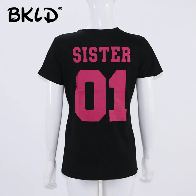 Женская футболка с короткими рукавами BKLD летняя принтом букв SISTER 01 коротким