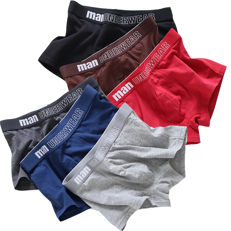 6 шт./лот мужские хлопковые трусы-боксеры с буквенным принтом нижнее белье для