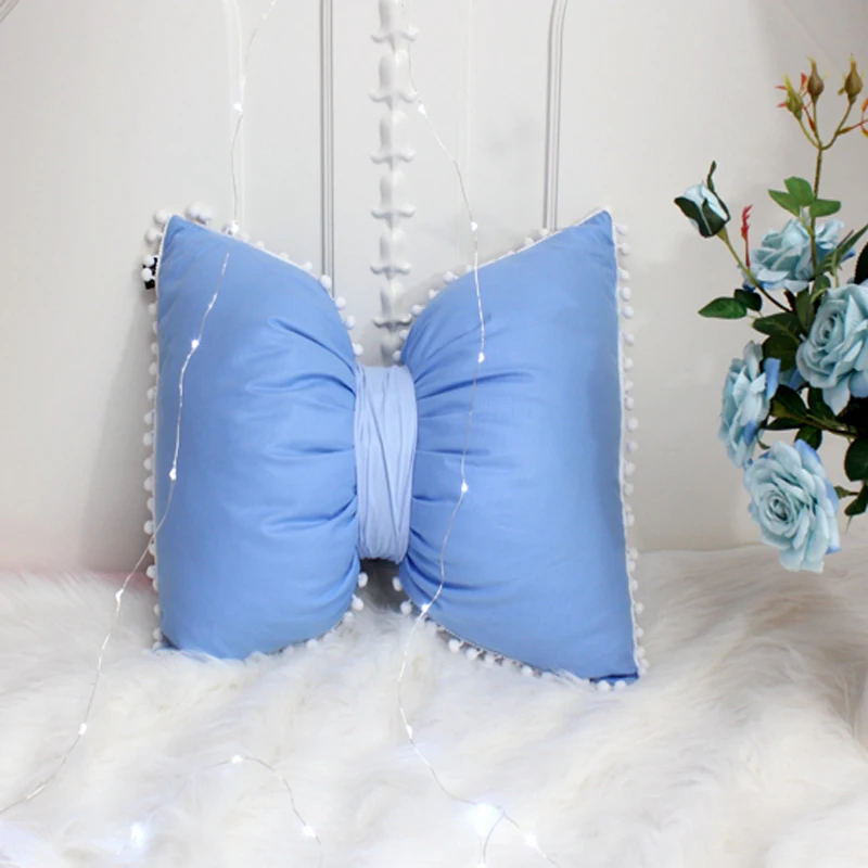 Special Recommend Cushions Almofada Candy Blue 100% Cotton Luxury Prince Room Decor Pillows Crown Bowknot Type Cushion Cute Edge | Дом и сад