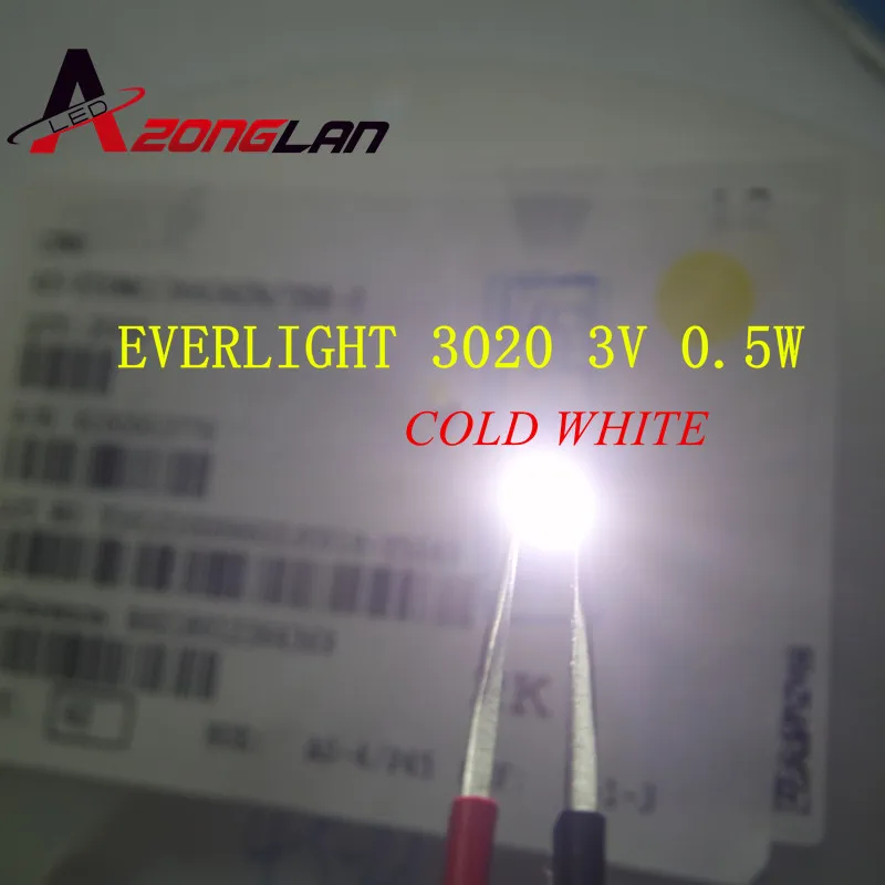50 шт. светодиодная подсветка EVERLIGHT 0 5 Вт 3 в 3020 холодный белый ноутбук/планшет