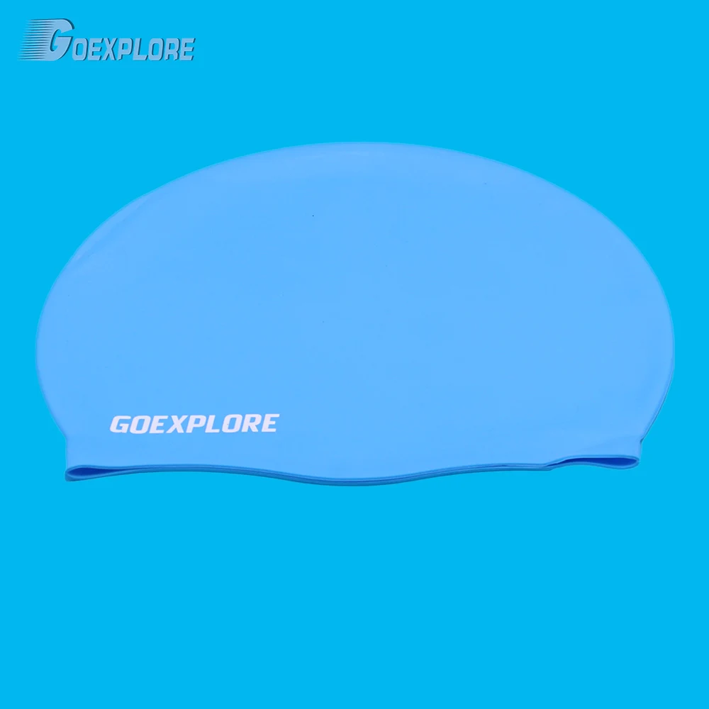blue Goexplore ore плавающий ming Кепка для мужчин и женщин для взрослых свободный размер эластичный силиконовый резиновый водонепроницаемый защитный уши длинные волосы спортивная шапочка для бассейна - Цвет: blue