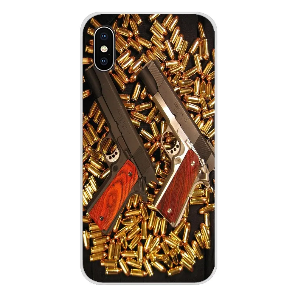 Мягкие прозрачные чехлы для Apple iPhone X XR XS MAX 4 4S 5 5S 5C SE 6 6S 7 8 Plus ipod touch пули пистолета