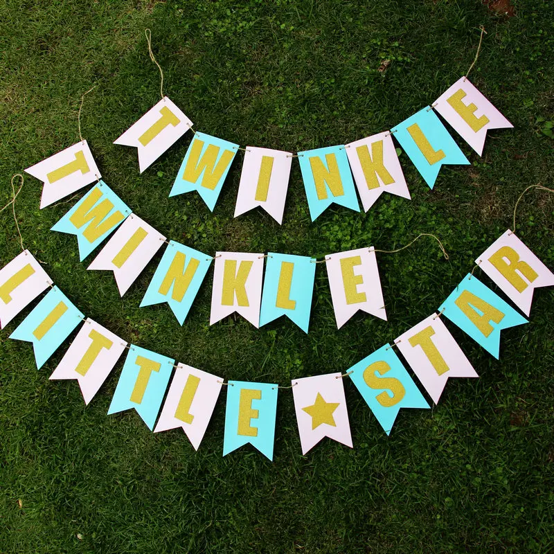 Золото Twinkle Little Star буквы баннер розовый синий Пол выявить Аксессуары Baby Shower