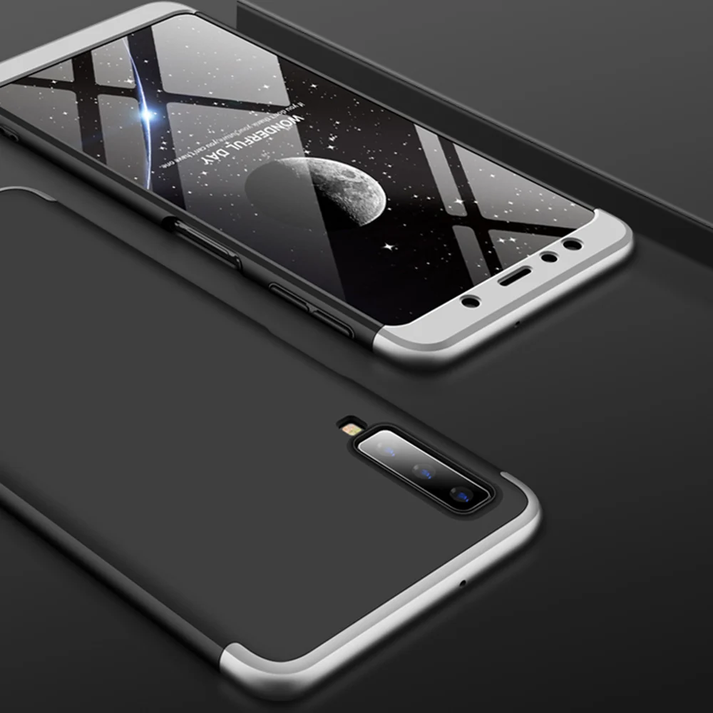 Для Samsung Galaxy A7 2018 A750 чехол 3in1 всесторонний защитный + закаленное Стекло Экран