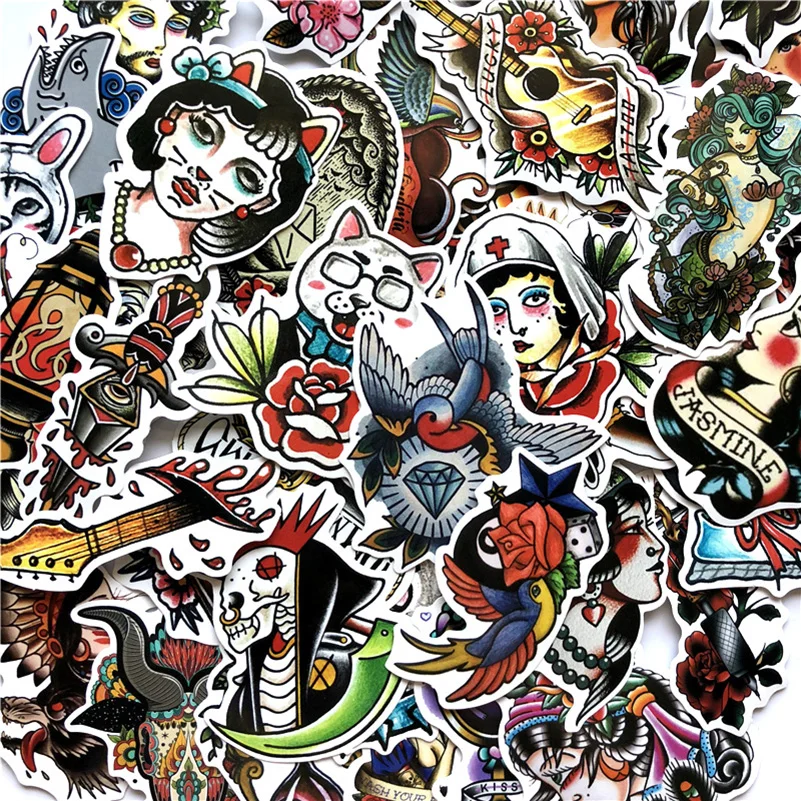 50Pcs/pack Old Style Color Doodle Sticker Skateboard Phone Toys for Children Bicycle | Игрушки и хобби
