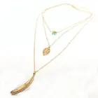 Ожерелье с длинным рукавом, простой режим, зеленый камень, 3-слойное многослойное ожерелье с подвеской