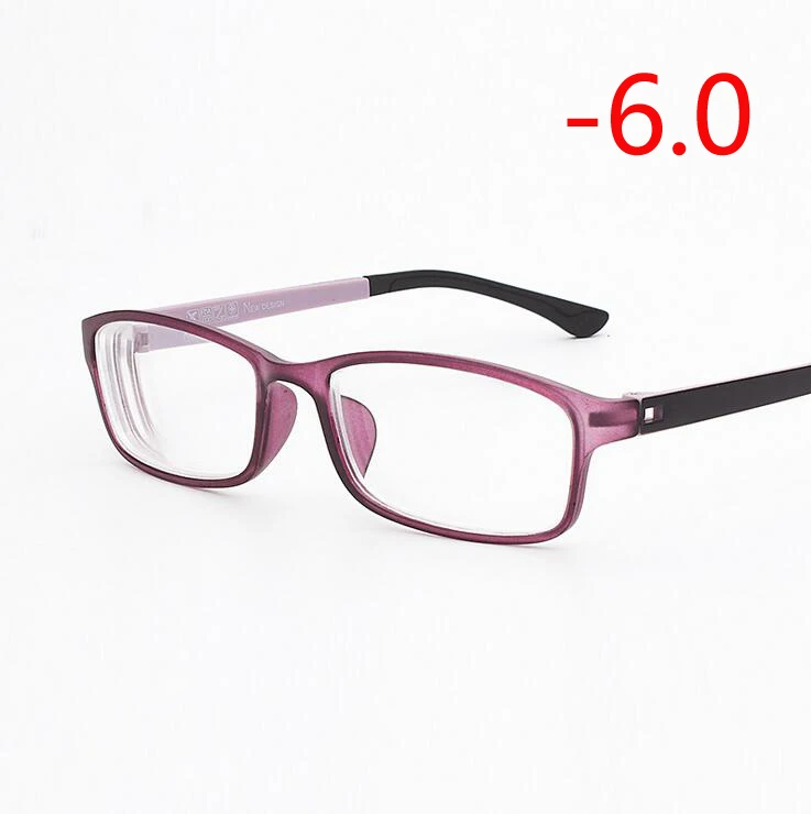 TR90 очки для близорукости для женщин и мужчин модные короткие очки для коррекции зрения квадратная оправа близорукие очки-1-1,5-2-2,5-6,0 - Цвет оправы: Myopia 600