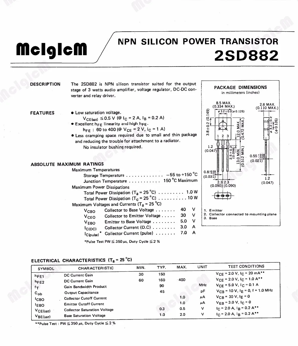 MCIGICM 50 шт. триодный транзистор D882 2SD882 NPN power Triode