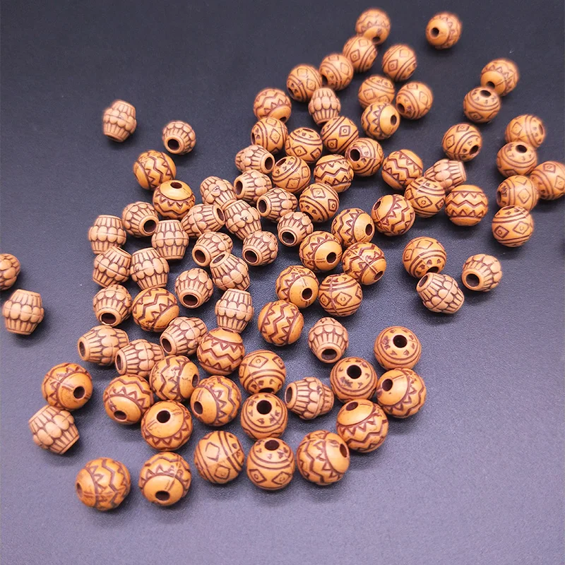 100pcs 8mm Imitation Wood Beads Plastic Spacer Loose Necklace Bracelet DIY Crafts Jewelry Making Accessories | Украшения и