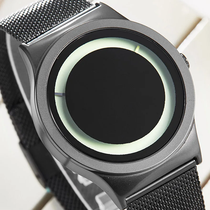 Black green watch Креативные парные часы для мужчин и женщин, персональные минималистичные уникальные Поворотные Часы с циферблатом, повседневные стальные черные золотые мужские кварцевые часы Wristatch - Цвет: Black green watch