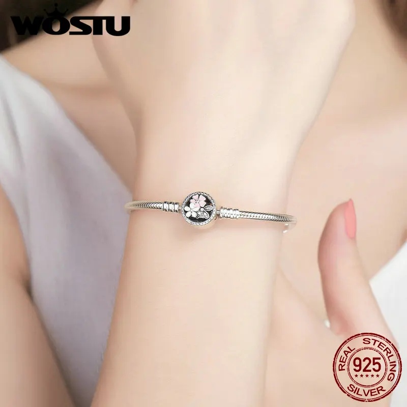 WOSTU, 925 пробы, Серебряный поэтический браслет и браслеты для женщин, подходят для DIY, подвески, бусины,, 925, ювелирное изделие, подарок ZBBS919