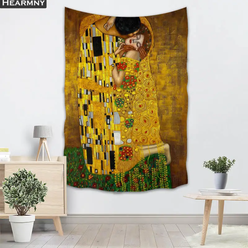 На Заказ настенный гобелен Kiss Gustav Klimt для украшения дома лес спальни 130x150 см 140x250см