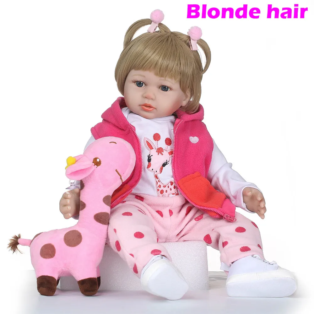 

22" 58cm reborn dolls soft silicone vinyl baby dolls bebe princess reborn bonecas nice clothing girafa plush doll gift npk