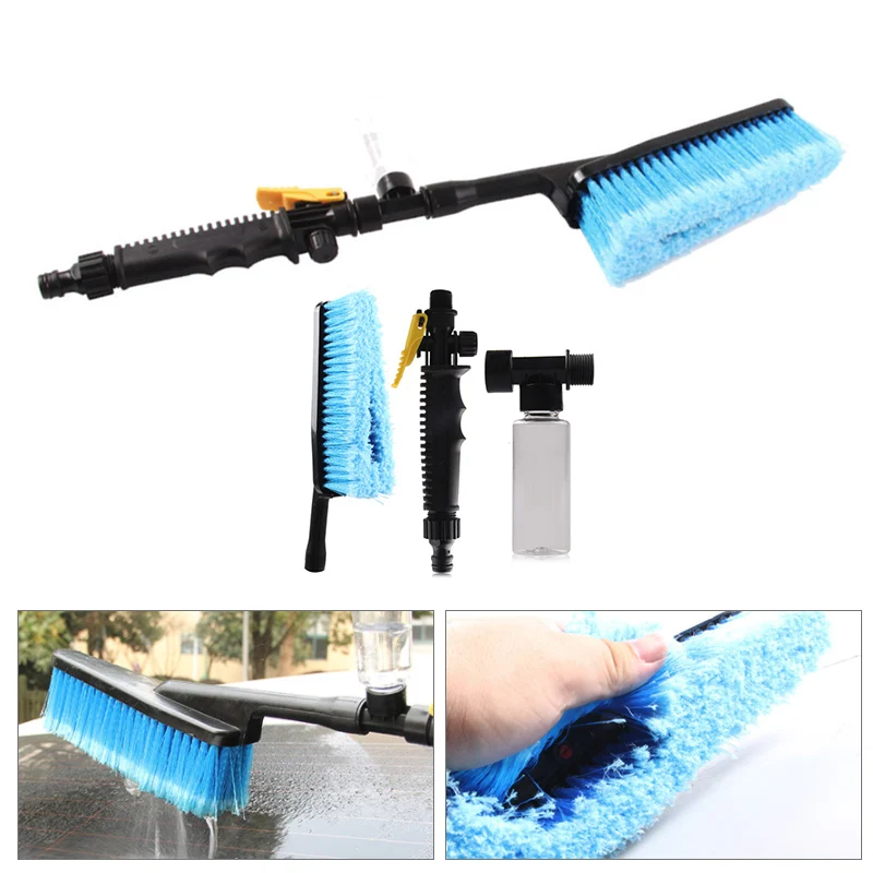

Car Cleaning Long Handle Wash Brush Durable Brush for Car Exterior Cleaning Water Flow Switch Foam Bottle Auto Tire Cleaner