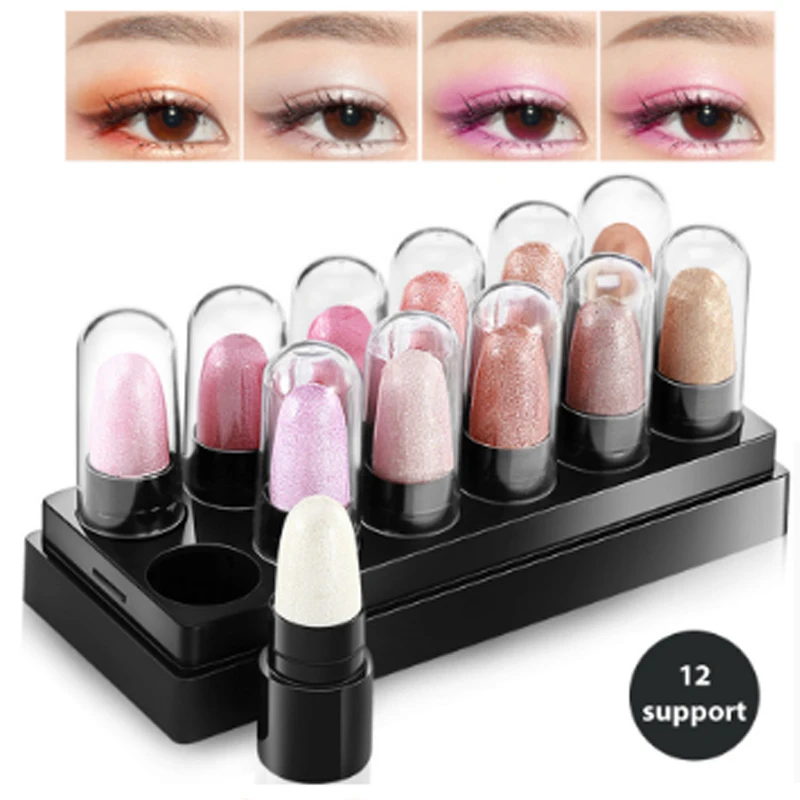 MAYCREATE бренда тени для век Макияж комплект ручки Косметическая Shimmer Eye Shadow комплект Водонепроницаемый длительный Красота глаза 12 шт. 1 компл