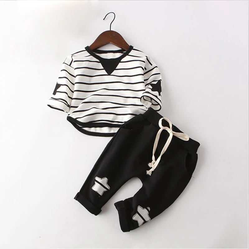 BibiCola/комплекты одежды для маленьких мальчиков Осенняя Модная хлопковая футболка