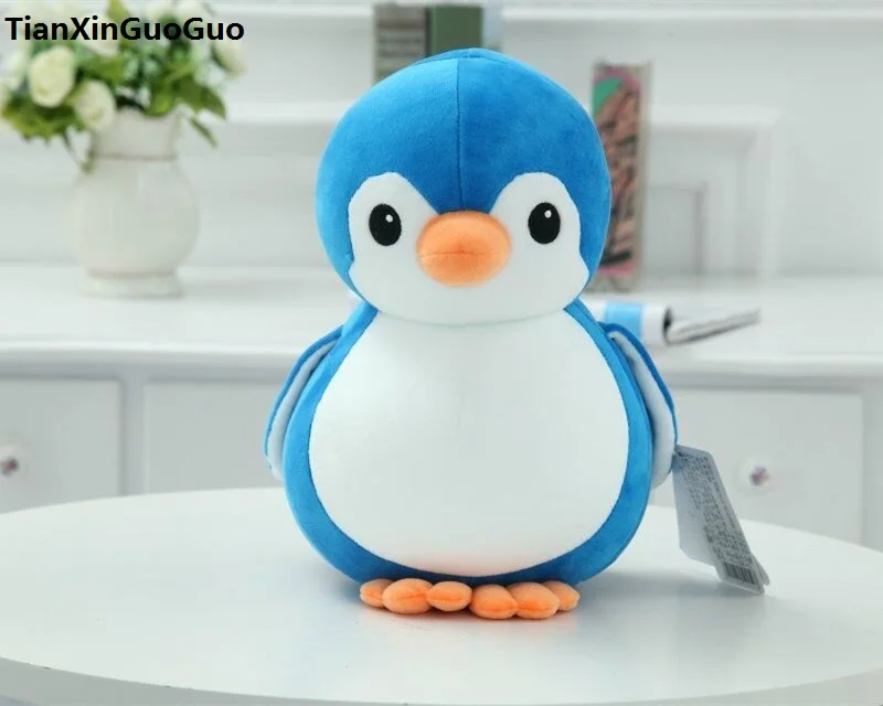 

about 20cm lovely cartoon blue penguin plush toy fat penguin soft doll baby toy birthday gift s0577