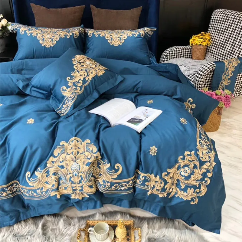 Роскошный набор постельных принадлежностей из 100% египетского хлопка с золотой