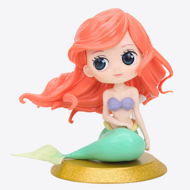 gold base Mermaid 3D акриловые счастливые топперы для торта на день рождения принцесса торт Топпер Белоснежка Русалка фигурка для детей подарок на день рождения - Цвет: gold base Mermaid