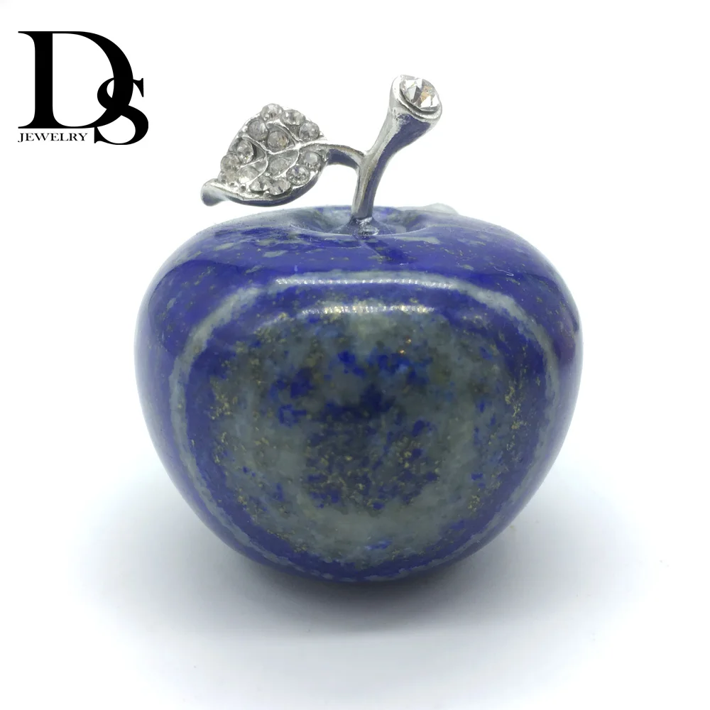 lapis lazuli Статуэтка из натурального кварца и кристалла яблока, Reiki, целебный кристалл, каменная статуя, пресс-папье, рождественский подарок, украшение, ремесло - Цвет: lapis lazuli