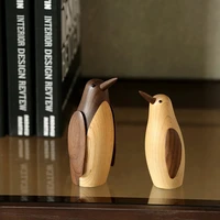 denmark wood small penguin ornaments american country soft decoration housing model study desktop wooden play equipment