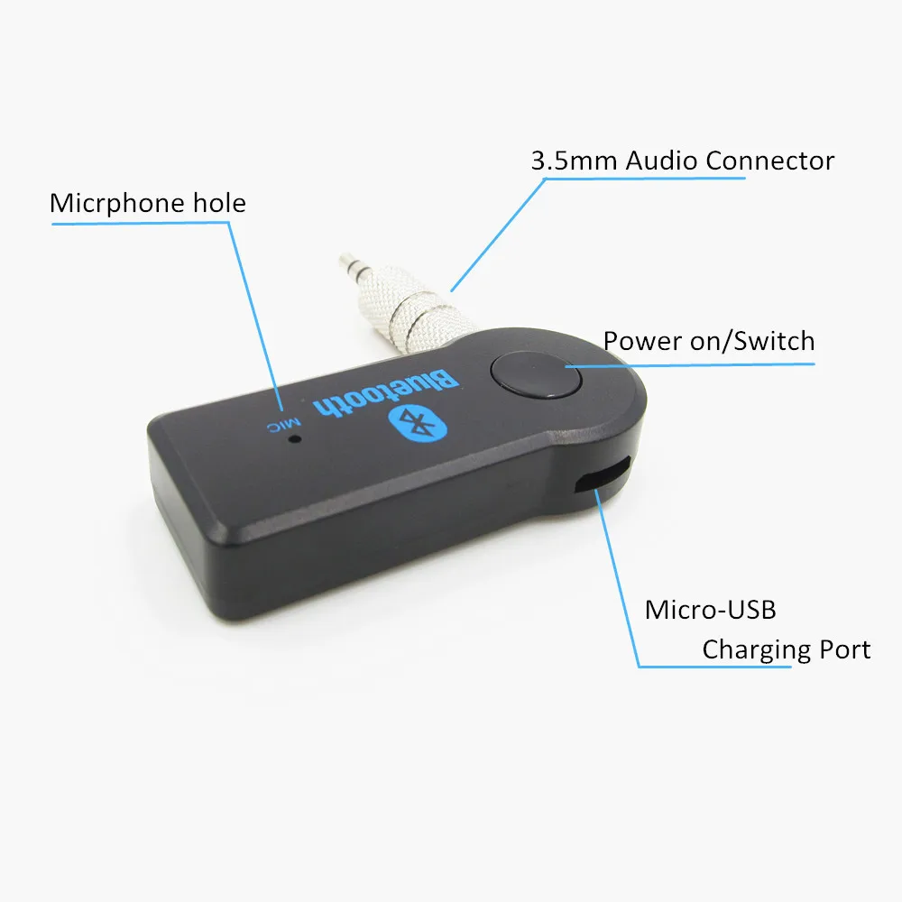 Aux Bluetooth Автомобильный Комплект Громкой Связи Музыкальный Приемник 3.5 ММ Адаптер