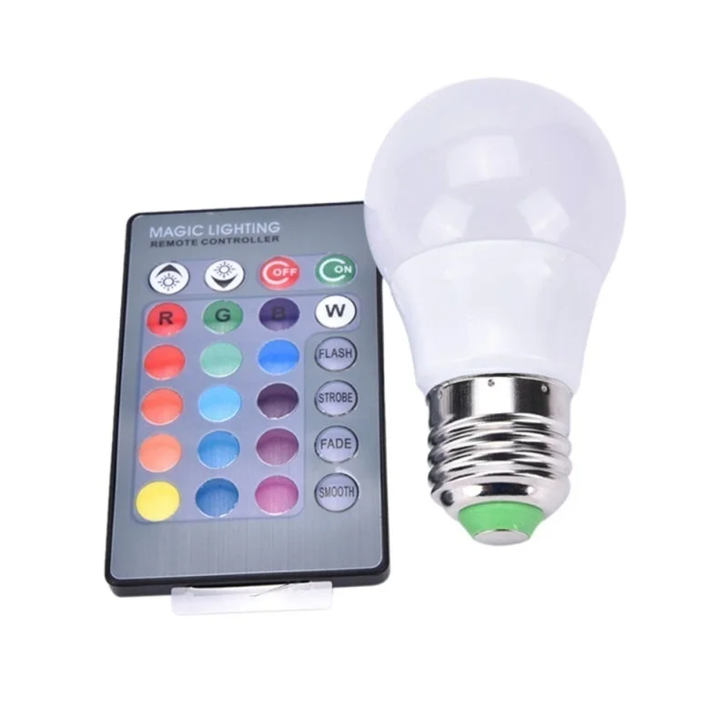 1 шт. 3/5 Вт E27 RGB светодиодный высокомощный светильник ночник 16 видов цветов