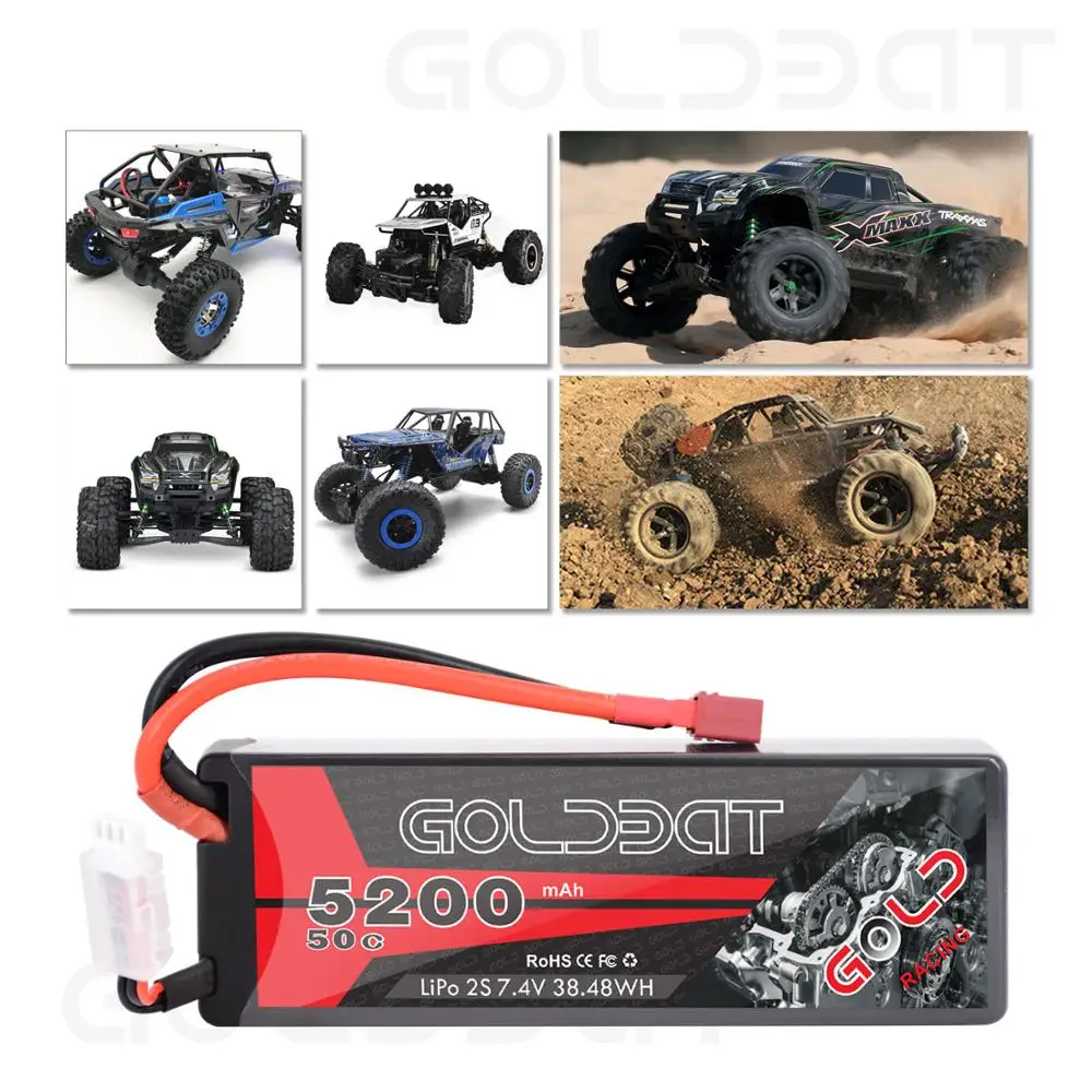 2 шт. Lipo аккумулятор GOLDBAT для RC 5200 мА/ч 7 4 В 50C 2S LiPo с разъемом Deans автомобилей
