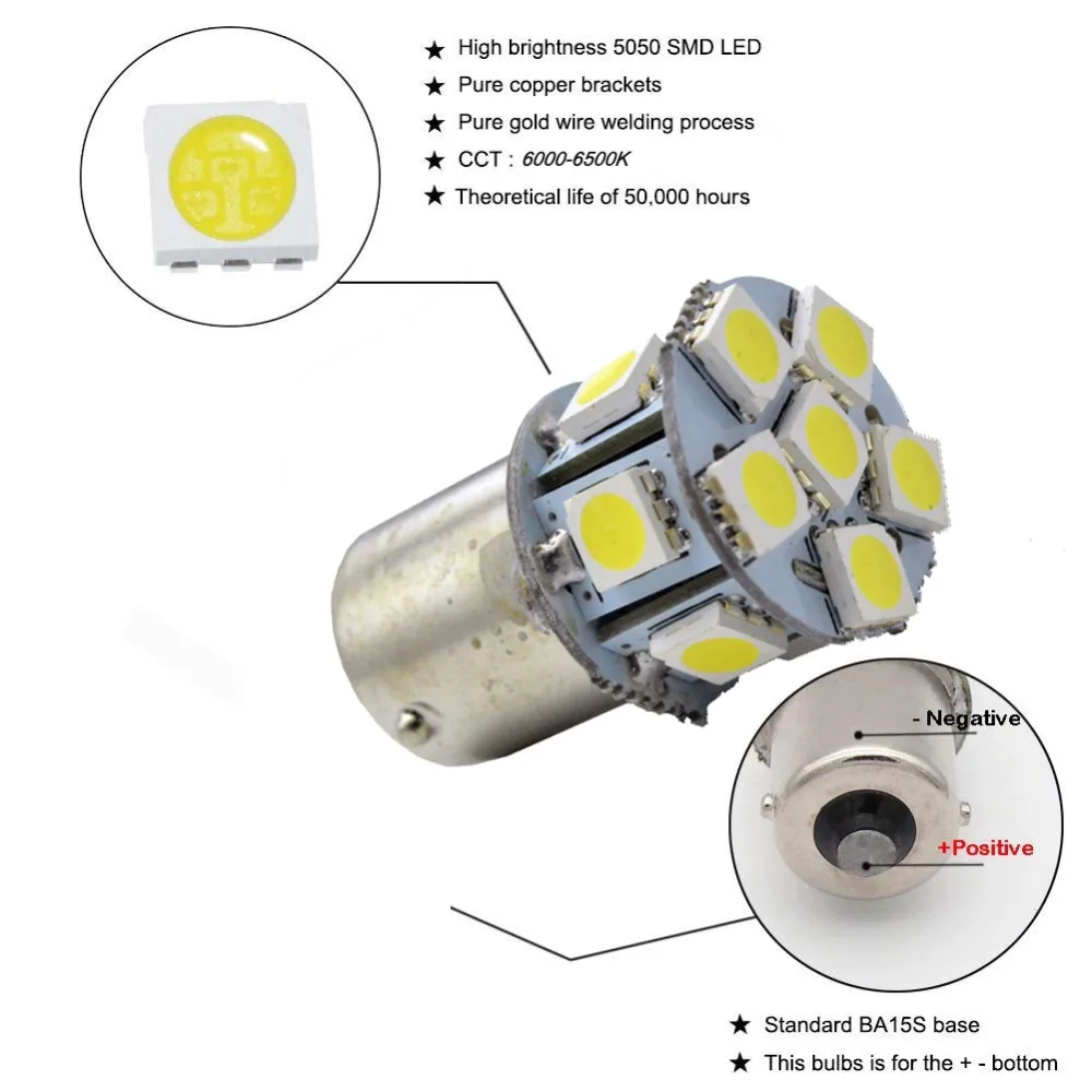 4 шт. супер яркий белый 5050 светодиодный 12 SMD с источником питания от постоянного