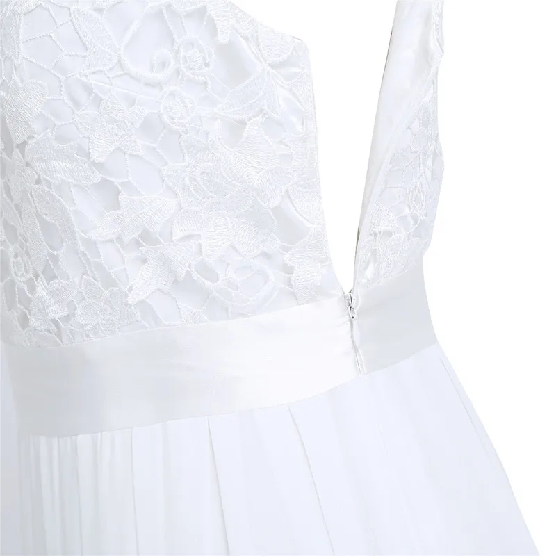 Женские платья подружки невесты длинные шифоновые кружевные без рукавов с U