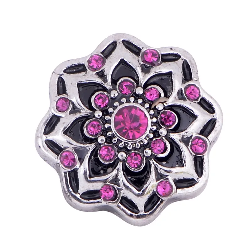 Металлические кнопки-застежки в форме подсолнуха 18 мм с кристаллами подходят для