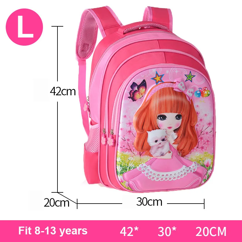 Rose Large Size 3 Мультяшная принцесса коса цветок кошка мальчик девочка детский сад детская школьная сумка рюкзак подростковый Холст Дети Студенческие рюкзаки - Цвет: Rose Large Size 3