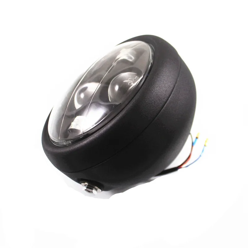 Motorcycle High Low Beam LED 6 1/2&quot HeadLight Cafe Racer Bobber Chopper Cruiser Touring Scooter Offroad Black |