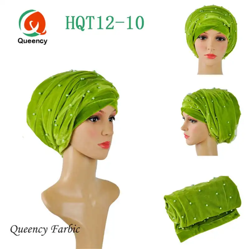 HQT12Wholesale тюрбан повязки новейшие африканские бусы с сеткой женский головной убор