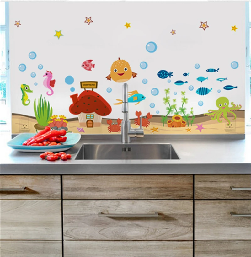 Настенная Наклейка для детской комнаты с изображением морской рыбы|stickers home decor|wall