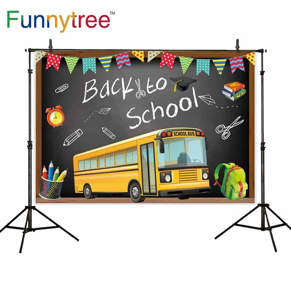 Фон Funnytree для фотосъемки с изображением школьного автобуса, баннера,  празднования студийных фотографий, фотофон, фотосессия | AliExpress