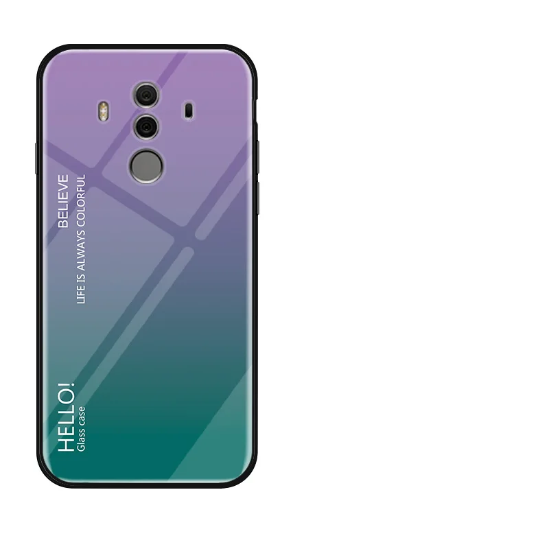 Фиолетовый Для huawei mate 10 Pro Чехол с градиентом из закаленного стекла жесткий чехол для телефона для huawei mate 10 Pro противоударный чехол для задней панели mate 10 Pro Shel - Цвет: Фиолетовый