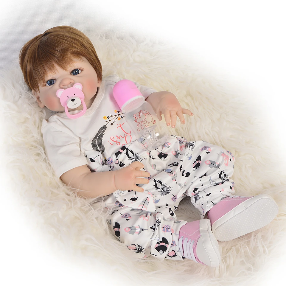 Кукла Bebe reborn 55 см силиконовая кукла baby girl игрушки для детей подарок пупи enfant