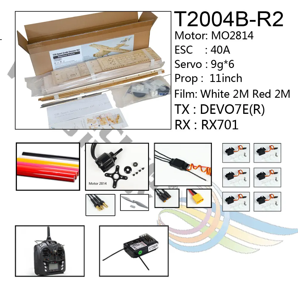 T2004B-R2 Balsawood RC самолет Cessna 152 Летающая модель самолета 1200 мм Лазерная резка самолет электрический пульт дистанционного управления RC самолет комплект T20 - Цвет: T2004B-R2