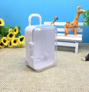 

Clear Mini Rolling Travel Suitcase Favor Box Kids Birthday Favor Boxes Party Supplies Gifts Wedding Favors