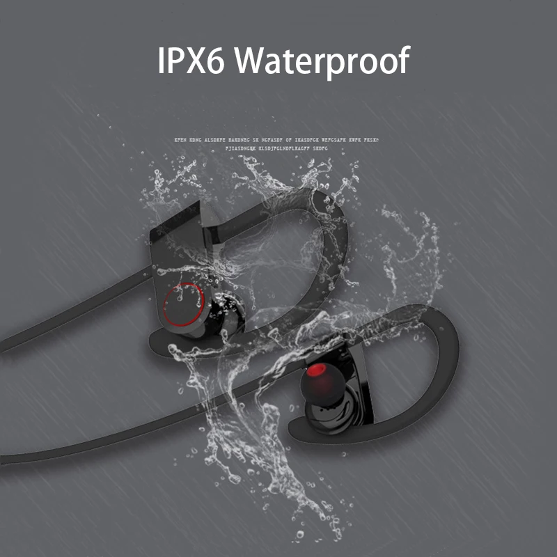 Bluetooth наушники IPX6 водонепроницаемый Беспроводные спортивный бас с микрофоном
