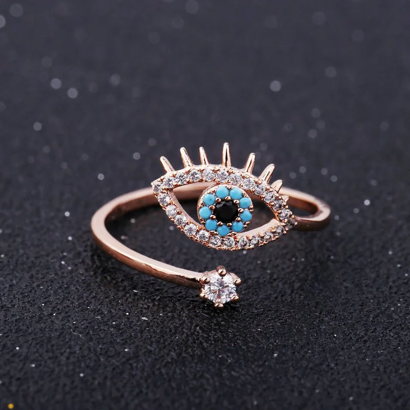 Открытые Кольца Lucky Eye медное кольцо с микрозакрепкой из кубического циркония