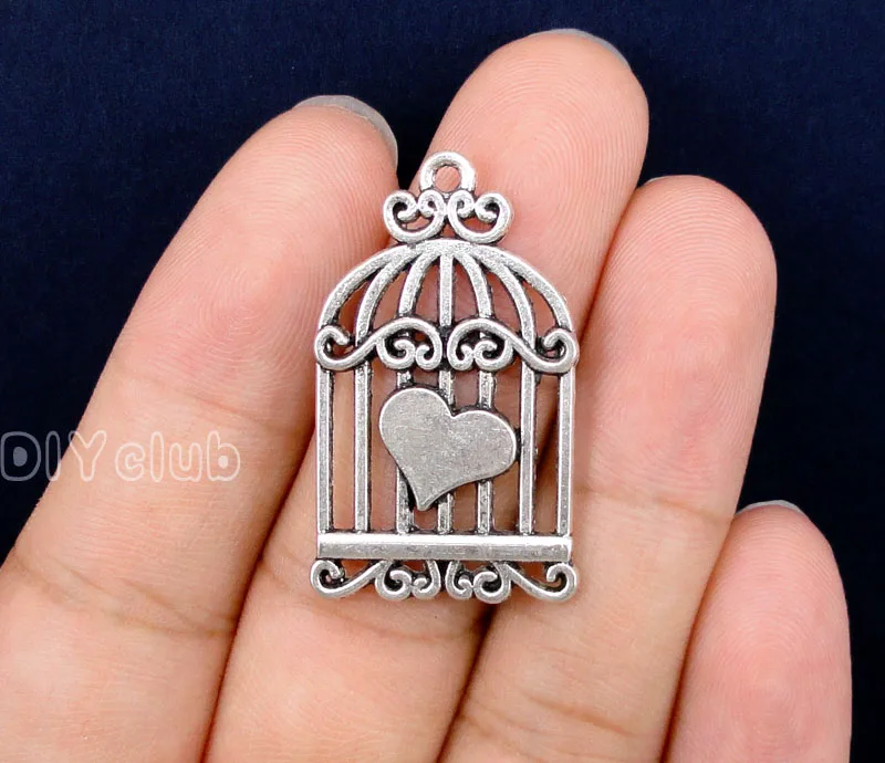 

40pcs-Antique Silver Birdcage Charms Pendant 34x20mm