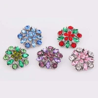 wholesale 040 flowers 18mm rhinestone metal button for snap button bracelet necklace jewelry for women silver jewelry