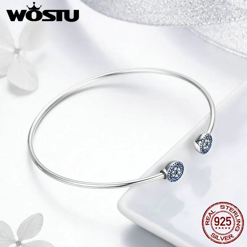 Женский браслет с голубыми глазами WOSTU Открытый на запястье из настоящего