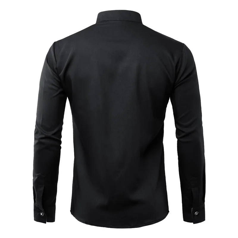 Мужская хипстерская рубашка с воротником приталенная длинным рукавом Camisas Para Hombre