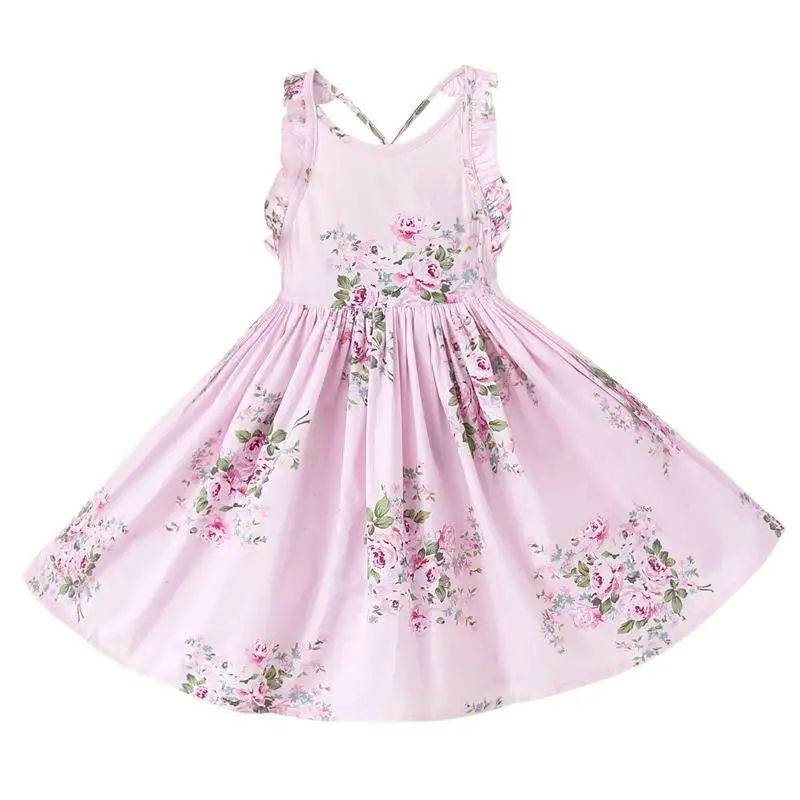 Girls Easter Dress Beach Style Floral Party Backless Dresses For Vintage Toddler Girl Clothing 1-10T H1701 | Детская одежда и