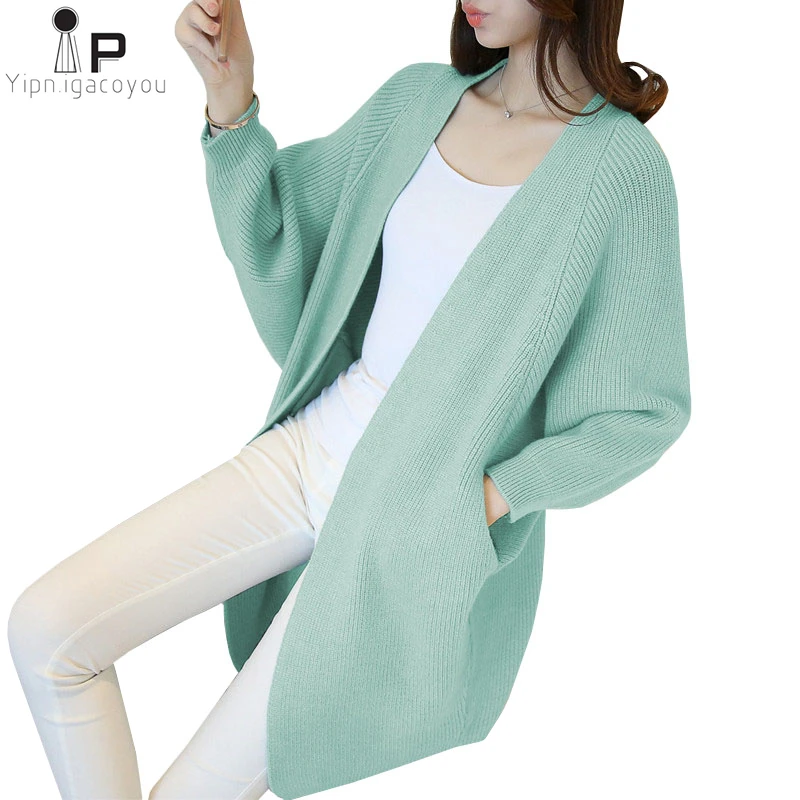 

Women Winter Sweater Cardigans Fashion Bat sleeve Knitted Sweaters Women Tops Loose Autumn Long sleeve Knitting Women Cardigan