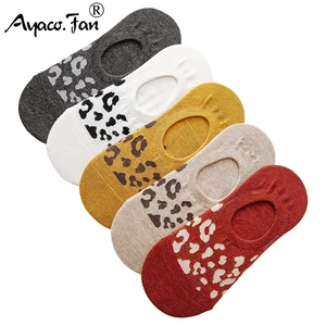 Женские носки с леопардовым принтом, летние новые Нескользящие силиконовые невидимые носки, тапочки, повседневные забавные носки для девочек, носки без шоу, 5 партлот