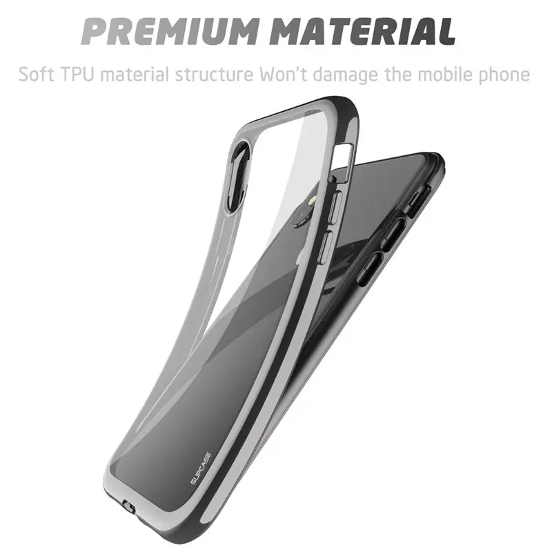 For iPhone X Xs Case SUPCASE UB Electro Full-Body Clear Plated Glitter Slim Hybrid Cover with Built-in Screen Protector |